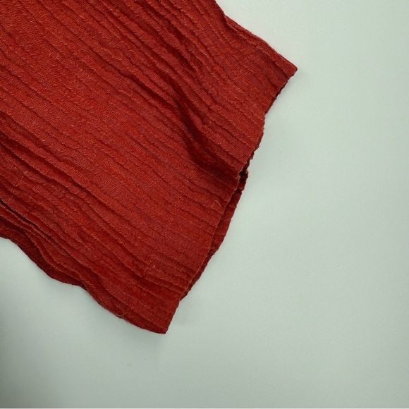 SOFT SURROUNDINGS Tunic Top Size 1X Gauze Textured Buttons Rust Red 3/4 Sleeve - Picture 6 of 9